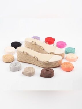 Espadrille Wedge Slide Sandals - with 13 interchangeable laces included